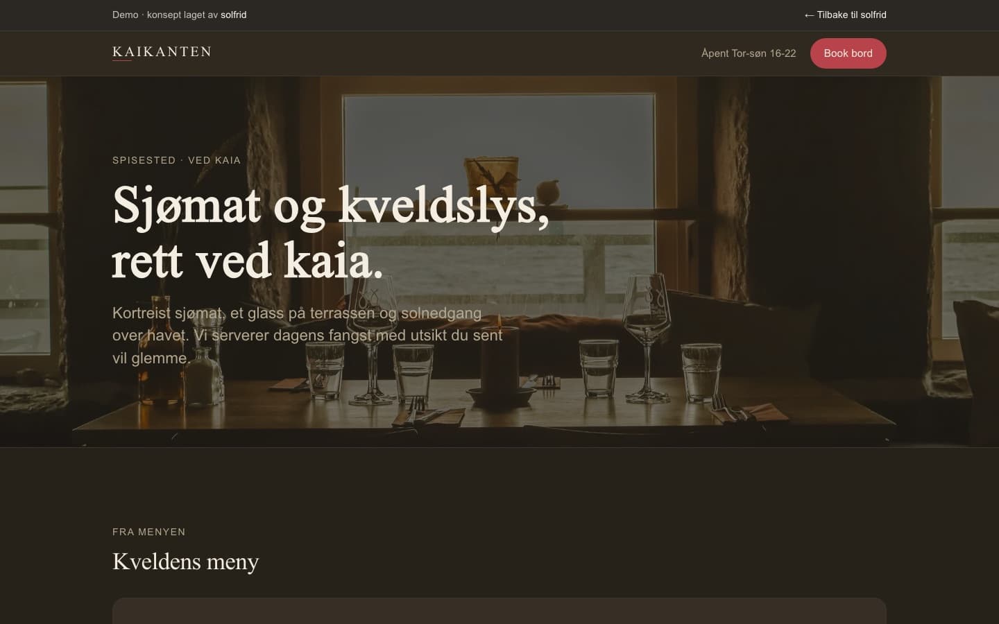 Demoside for restaurant