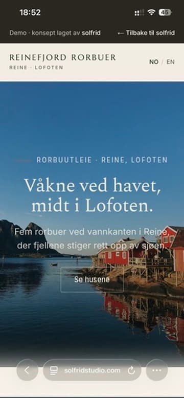 Samme nettside vist på mobil.